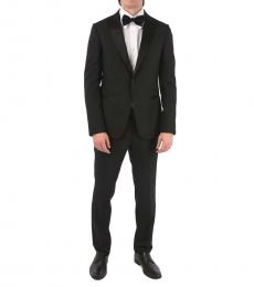 Ermenegildo Zegna Black Wool Peak Lapel 1-Button Suit
