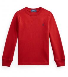 Ralph Lauren Little Boys Madison Red Waffle-Knit T-Shirt