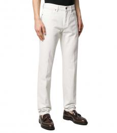White Cotton Solid Jeans