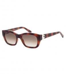 Ferragamo Brown Havana Rectangular Sunglasses