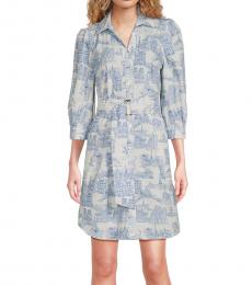 Karl Lagerfeld Multi Color Spread Collar Printed Shirtdress
