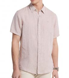 Michael Kors Khaki Short Sleeves Linen Shirt