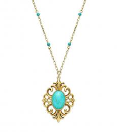 Ralph Lauren Gold Pendant Beaded Necklace