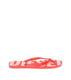 Diesel Red Logo Rubber Flip-Flops