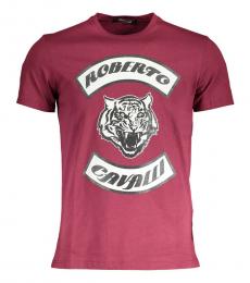 Magenta Logo Print Crewneck T-Shirt