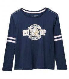 True Religion Girls Navy Long Sleeve Varsity T-Shirt
