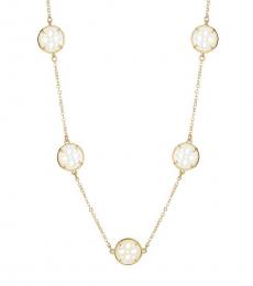 Ralph Lauren Gold Pearl Station Toggle Necklace