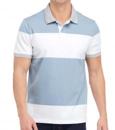 Michael Kors Light Blue Wide Stripe Knit Polo