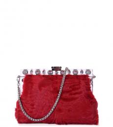 Dolce & Gabbana Red Astrakhan Medium Shoulder Bag