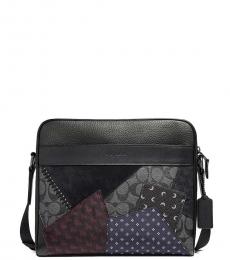 Coach Black Charles Patchwork Large Crossbody
