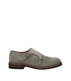 Brunello Cucinelli Grey Monkstrap Dress Shoes
