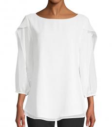 Calvin Klein White Ruffle Sleeve Blouse