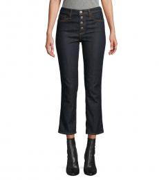 AG Adriano Goldschmied Indigo High-Rise Button Crop Jeans