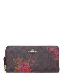 Coach Brown Accordion Zip Floral Bundle Wallet