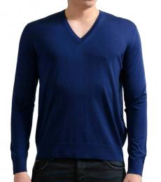 Prada Dark Blue V-Neck Pullover Sweater