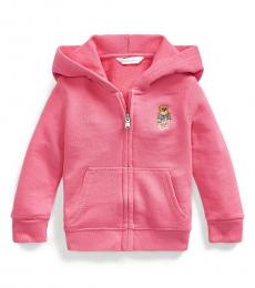 Ralph Lauren Baby Girls Pink Madras Bear Full-Zip Hoodie