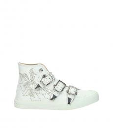 White Studded Hi Top Sneakers