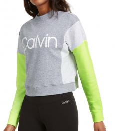 Calvin Klein Light Grey Colorblocked Fleece Sweatshirt