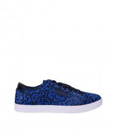Dolce & Gabbana Blue Leopard Print Sneakers