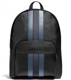 Coach Black Navy Houston Varsity Stripe Large Backpack