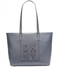 DKNY Grey Tilly Stacked Logo Top Zip Large Tote