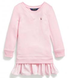 Ralph Lauren Little Girls Carmel Pink Cotton-Blend-Terry Dress