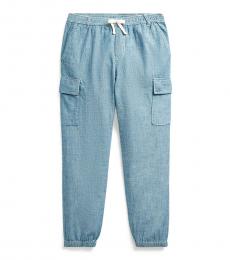 Ralph Lauren Girls Indigo Chambray Cargo Pants