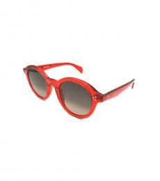 Transparent Red Round Sunglasses