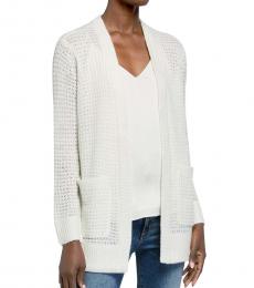 Michael Kors White Waffle Texture Sweater Cardigan