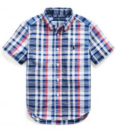 Ralph Lauren Little Boys Red/White Multi Madras Shirt