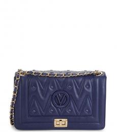 Mario Valentino Midnight Blue Aliced Quilted Medium Shoulder Bag