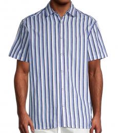 Karl Lagerfeld Blue Regular-Fit Striped Shirt