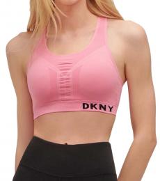 DKNY Pink Logo Mesh Sports Bra
