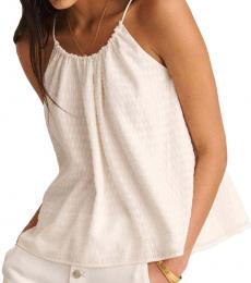 DKNY White Ruched Strap Cami Top