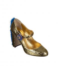 Gold Glitter Fur Heels