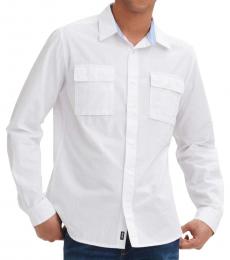 DKNY White Textured Sold Shirt