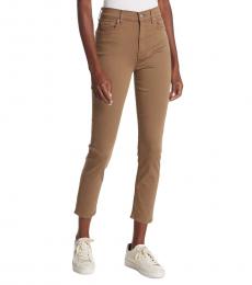 7 For All Mankind Light Brown High Waist Ankle Skinny Jeans