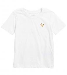 Little Boys White Gold Buddha Logo T-Shirt