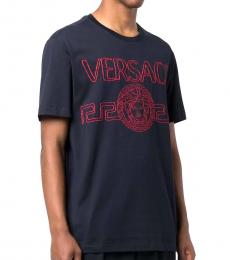 Versace Navy Blue Front Logo T-Shirt