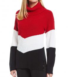 Multicolor Cowl Neck Long Sleeve Sweater