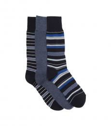 Black City Stripe Crew Socks - Set of 3