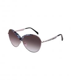 Emilio Pucci Grey Printed Oval Sunglasses
