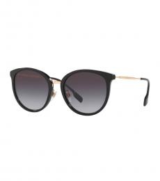 Burberry Black Grey Gradient Round Sunglasses
