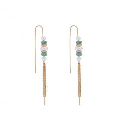 Lucky Brand Golden Pearl And Stone Fringe Earrings