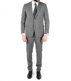 Grey Check Side Vents 2-Button Mantua Suit