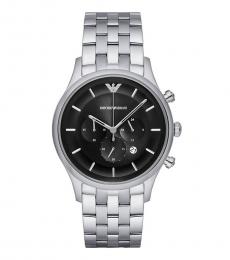 Silver Black Dial Watch