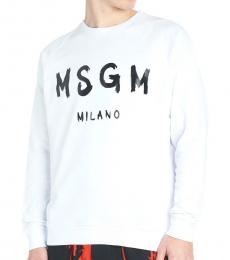 MSGM White Front Logo Sweatshirt