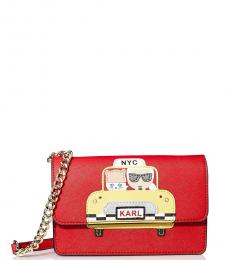 Karl Lagerfeld Red Maybelle Taxi Mini Crossbody Bag