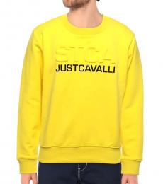 Yellow Crew-Neck Embossed Sweatshirt