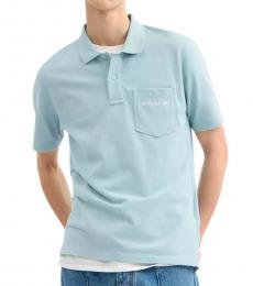 Coach Light Blue Logo Pocket Polo